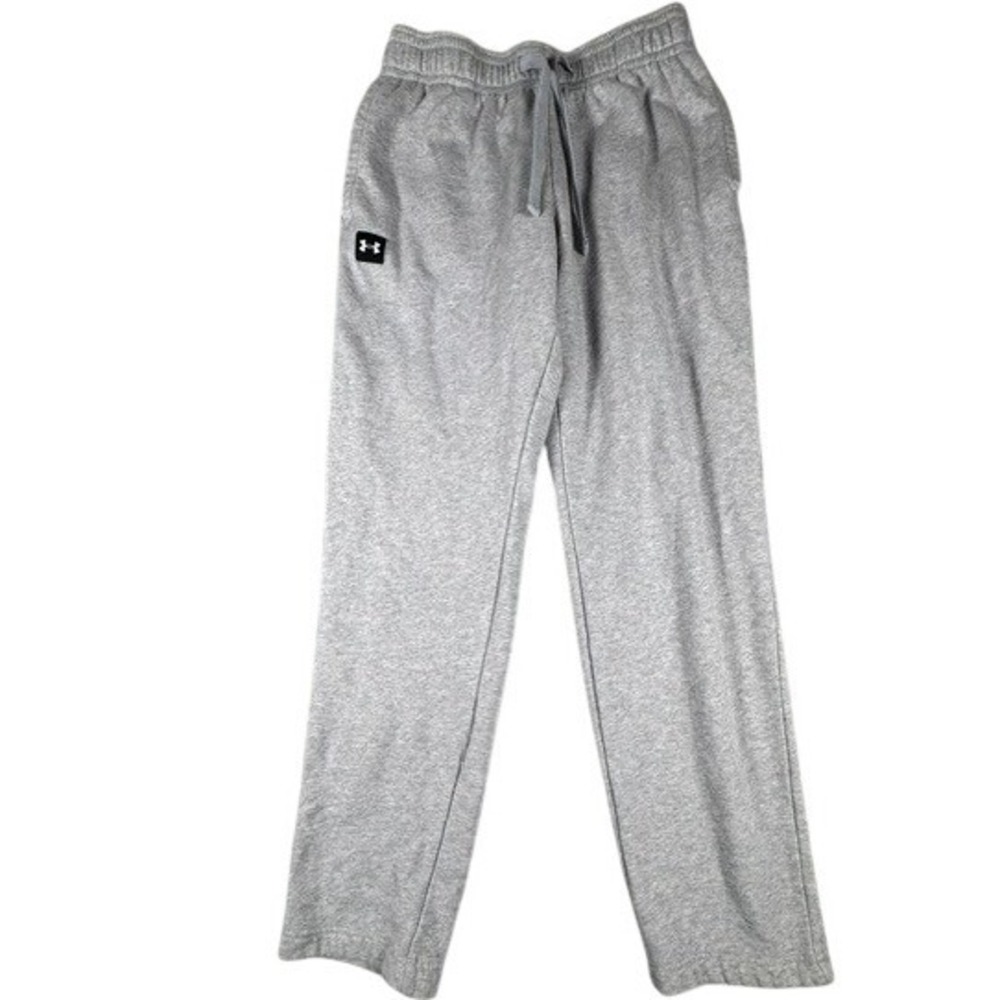 Under Armour Sweatpants Mens Medium Gray Rival Fleece Joggers Loose Straight Leg